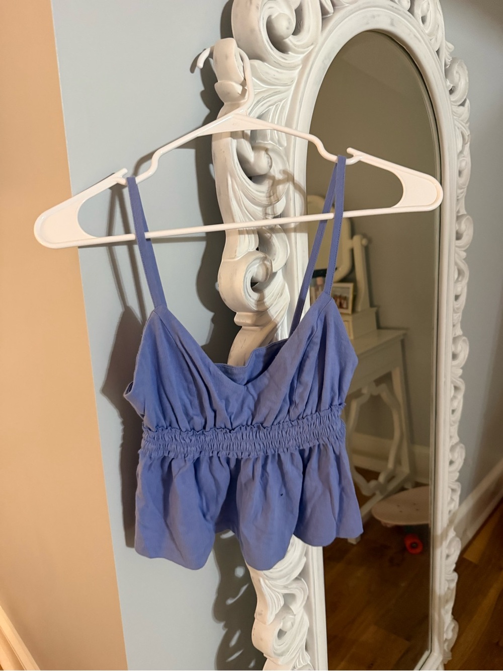 Forever 21 Lavender Blue Smocked Peplum Tank Top